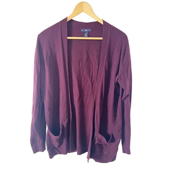 GAP Factory Berry Deep Purple Open Cardigan Sweater - Picture 2 of 6